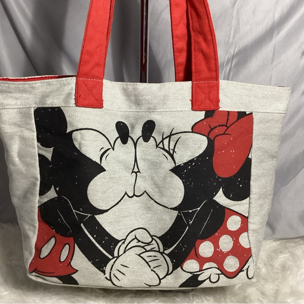 Disney Gray Kissing Mickey & Minnie Mouse 2 Sided Design EUC - Picture 9 of 9